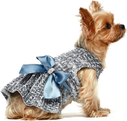 Charming Medium Blue Embroidered Dog Dress - Perfect Puppy Prom Gown for Birthday Celebrations