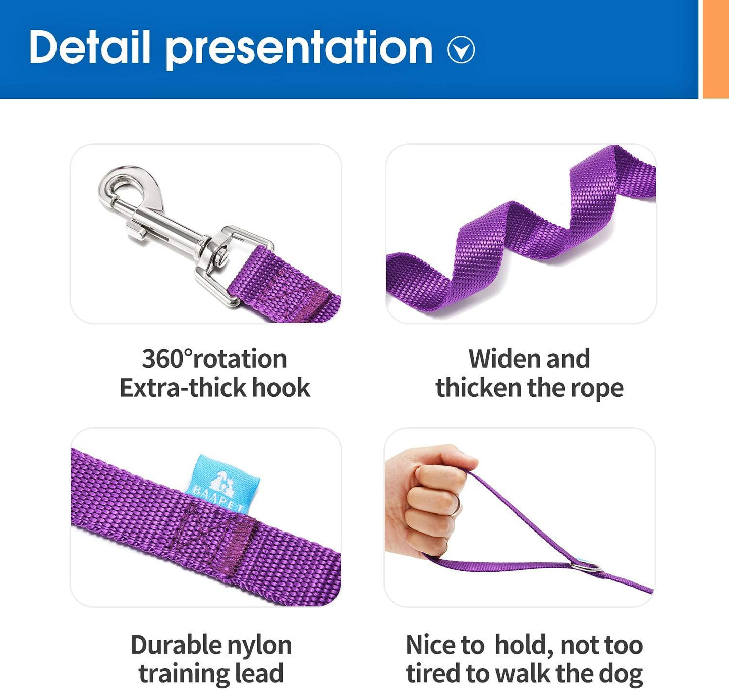 Ultimate 30 Ft Purple Dog Training Leash with Clicker - Perfect for Small, Medium, and Large Dogs!
