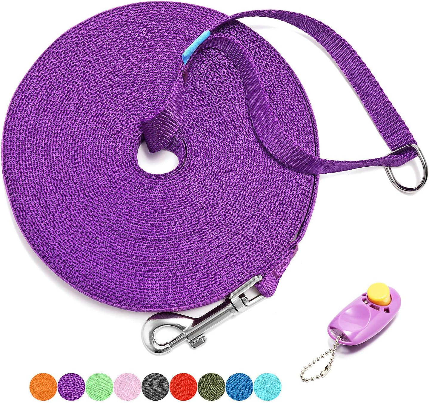 Ultimate 30 Ft Purple Dog Training Leash with Clicker - Perfect for Small, Medium, and Large Dogs!